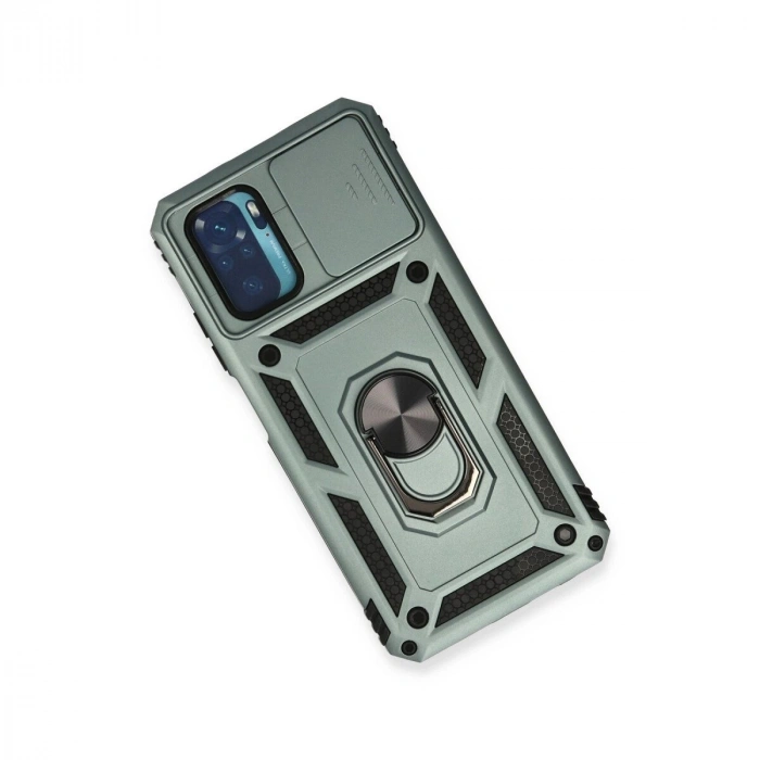 Note 10 Kılıf Pars Lens Yüzüklü  - Yeşil