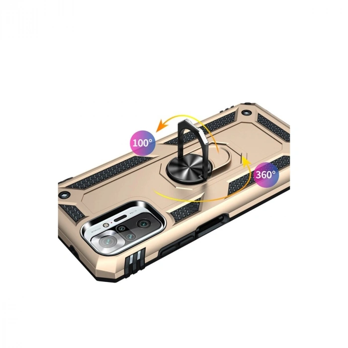 Note 10 Pro Kılıf Sofya Yüzüklü  Kapak - Gold