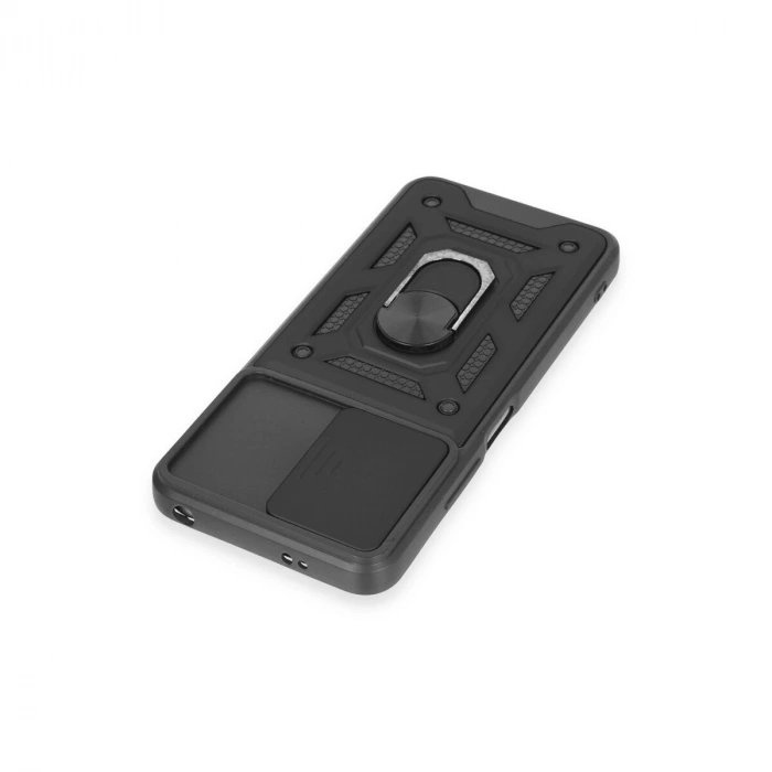 Note 12 5g Kılıf Pars Lens Yüzüklü  - Siyah