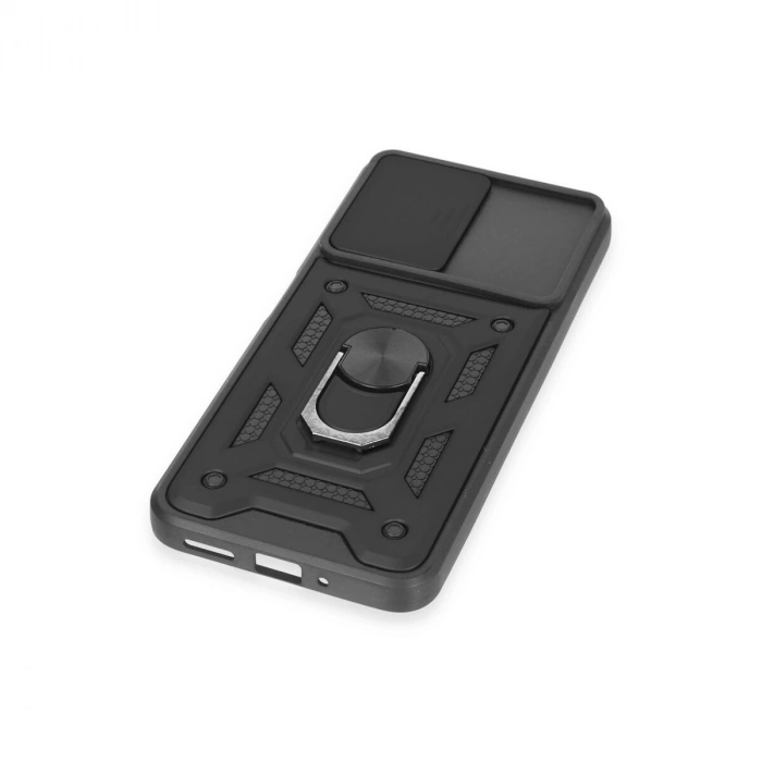 Note 12 5g Kılıf Pars Lens Yüzüklü  - Siyah