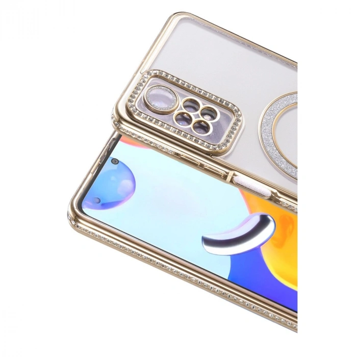 Note 12 Pro 4g Joke Simli Magneticsafe Kılıf - Gold