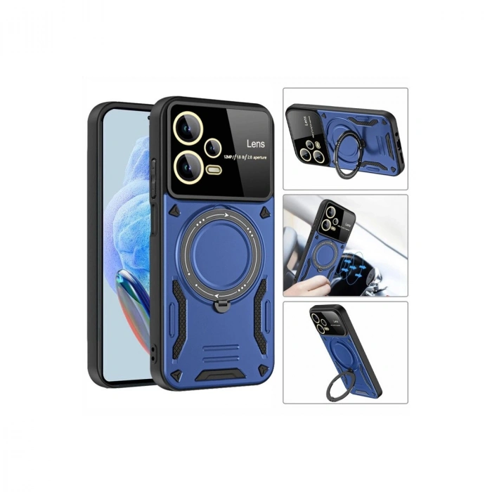 Note 12 Pro 5g Kılıf Joy Lens Standlı Kapak - Lacivert