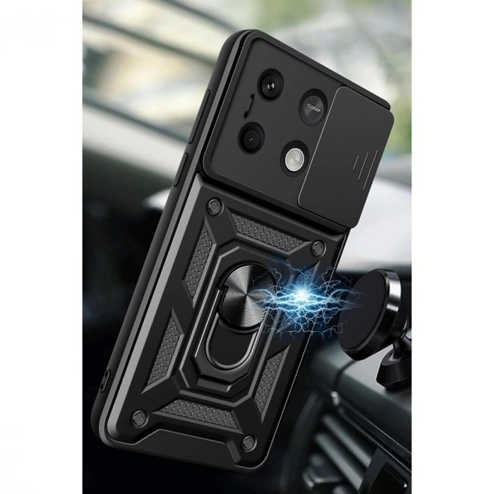 Note 13 4g Kılıf Pars Lens Yüzüklü  - Kırmızı