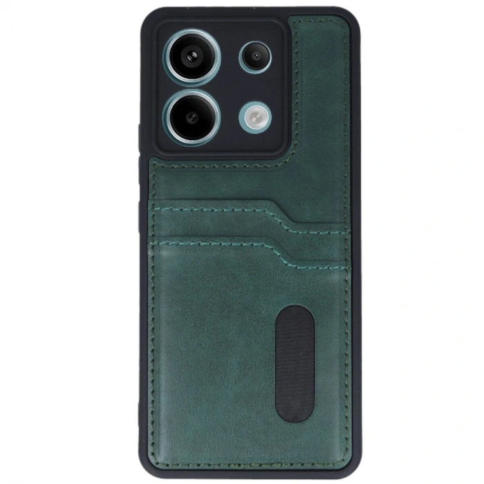 Note 13 Pro 5g Kılıf Sara Kartvizitli Deri Kılıf - Koyu Yeşil