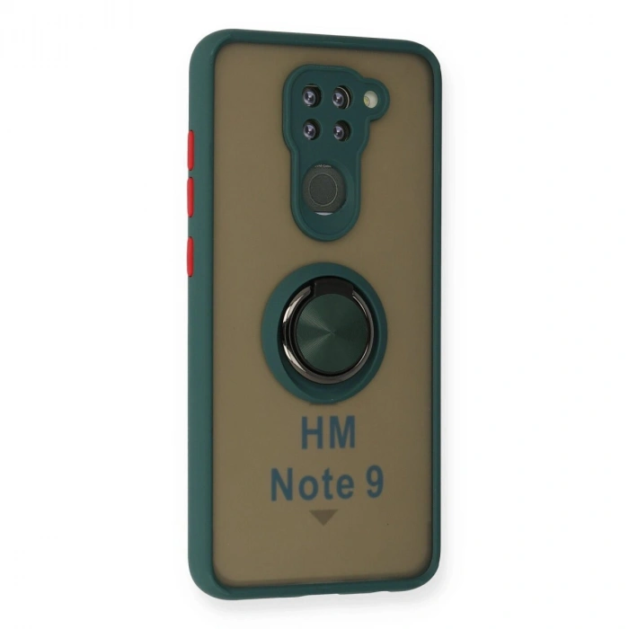 Note 9 Kılıf Montreal Yüzüklü  Kapak - Yeşil