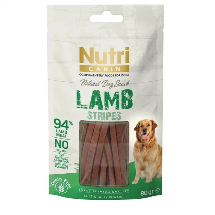 Nutri Canin Tahılsız Kuzulu Şeritler Köpek Ödül sı 80gr