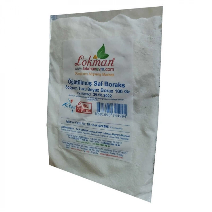 Öğütülmüş Saf Boraks Sodyum Tuzu Beyaz Borax 100 Gr