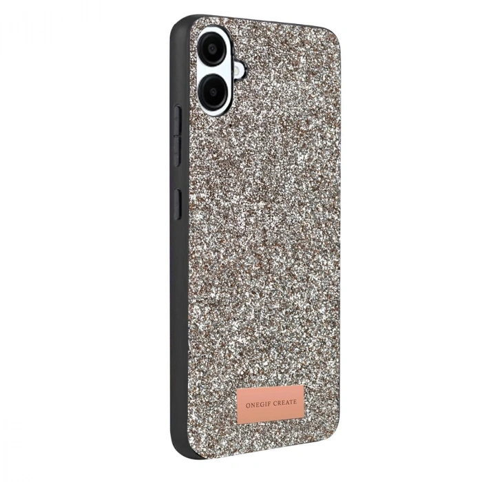 Onegif  Galaxy A07 4g Bright Simli Kapak - Gümüş