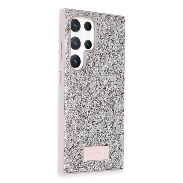 Onegif  Galaxy S23 Ultra Bright Simli Kapak - Gümüş