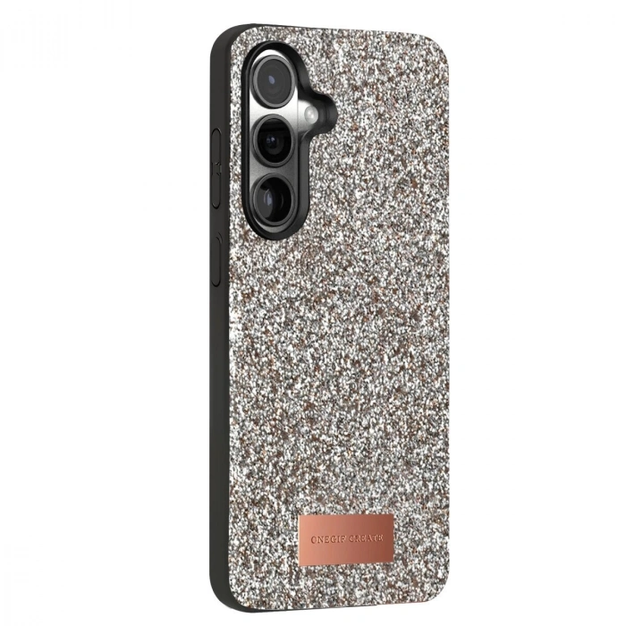 Onegif  Galaxy S24 Fe Bright Simli Kapak - Gümüş