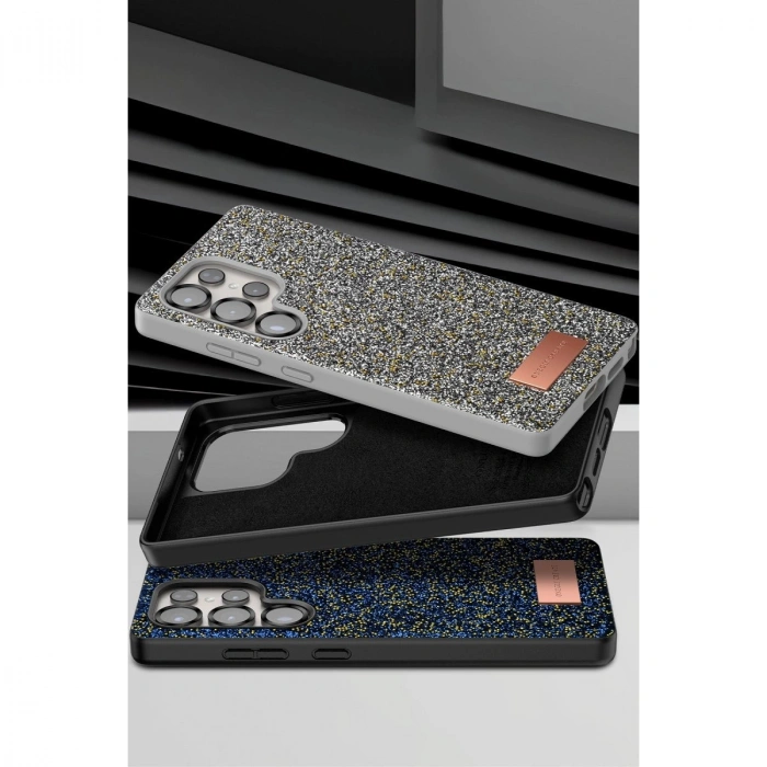 Onegif  Galaxy S25 Ultra Bright Simli Kapak - Gümüş