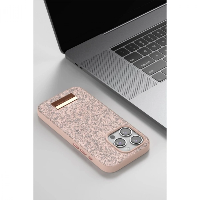 Onegif  İphone 15 Pro Bright Simli Kapak - Siyah