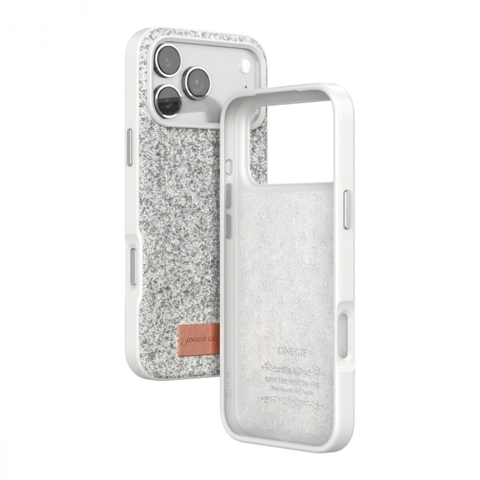 Onegif  İphone 17 Pro Max Bright Simli Kapak - Beyaz