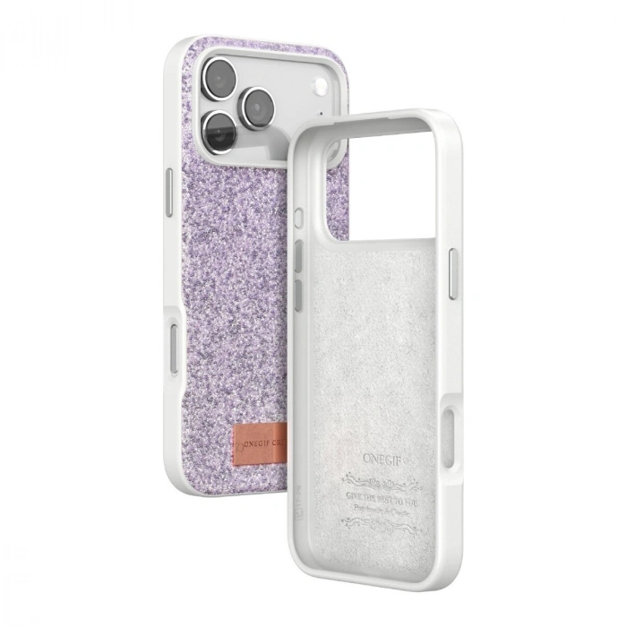 Onegif  İphone 17 Pro Max Bright Simli Kapak - Lila