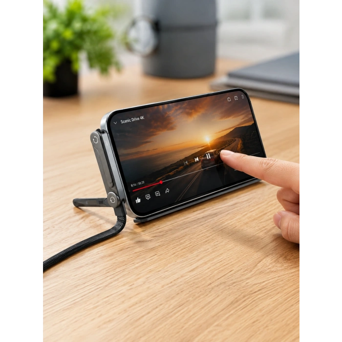 Örgülü 240W TypeC Katlanabilir Telefon Standlı Şarj Kablosu