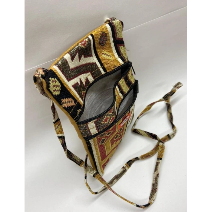 Otantik Desenli Fermuarlı Askılı Çanta Özel Dikim  - 1 ADET