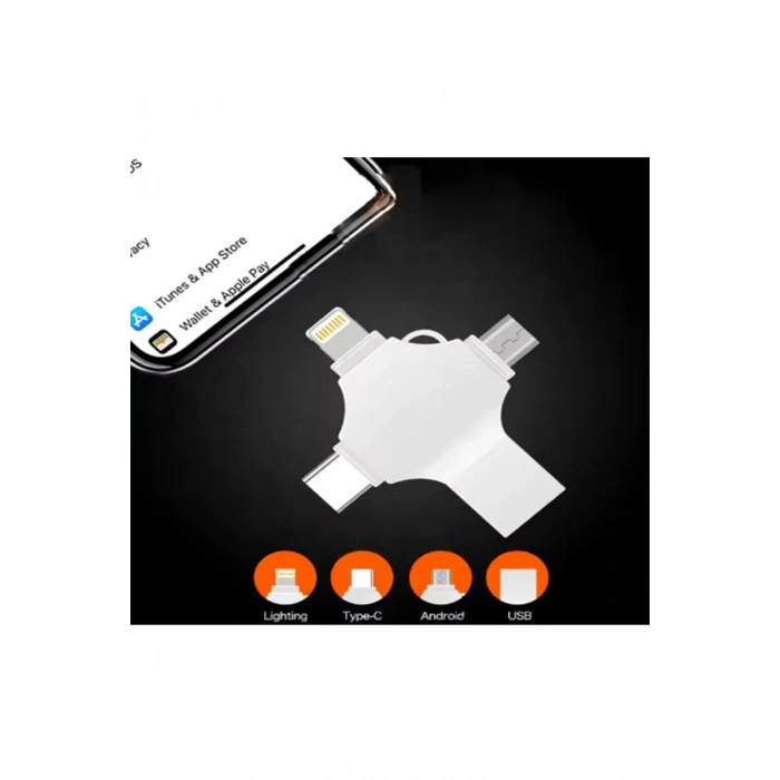 Otg 4in1 Cep Telefonu Çok Fonksiyonlu Usb Flash Bellek 64 Gb Type-c, Micro Sd Ve Kart Okuyucu