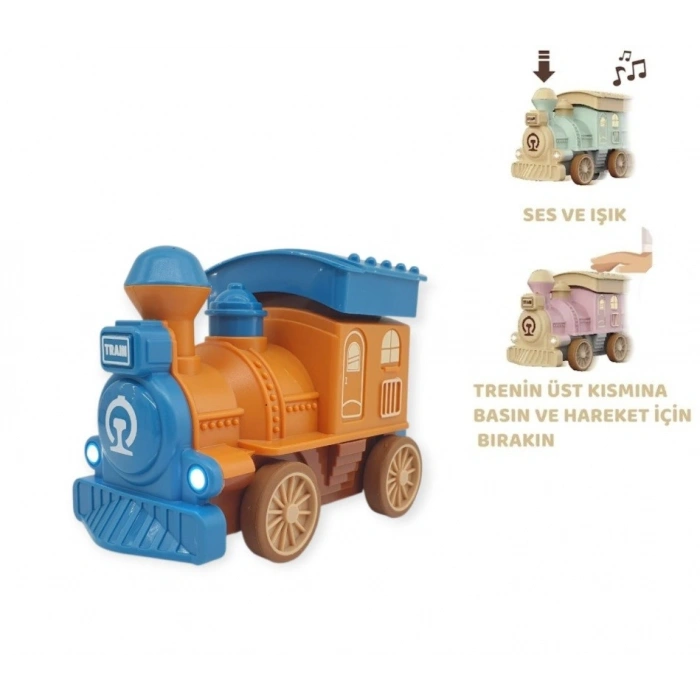 Oyuncak Tren Işıklı Sesli Bas Gitsin 14cm - MAVİ - 8068A - 1 ADET