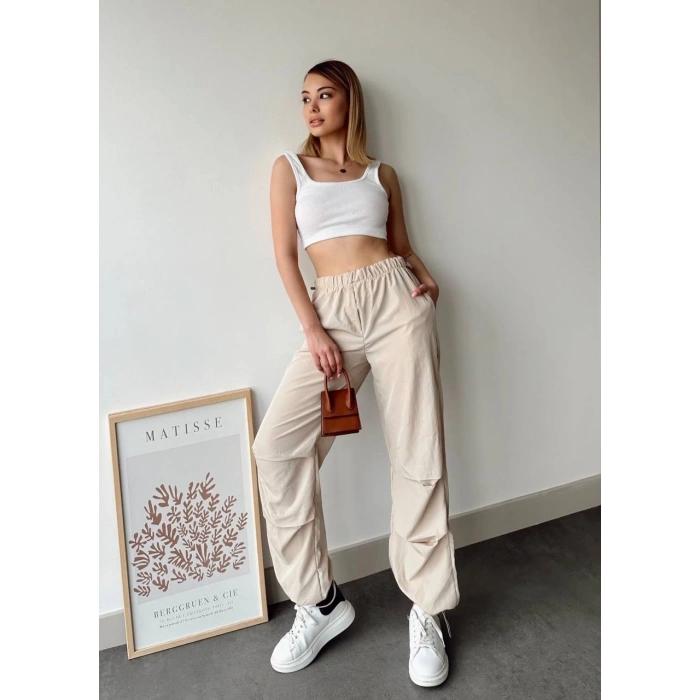 Paraşüt pantolon bej