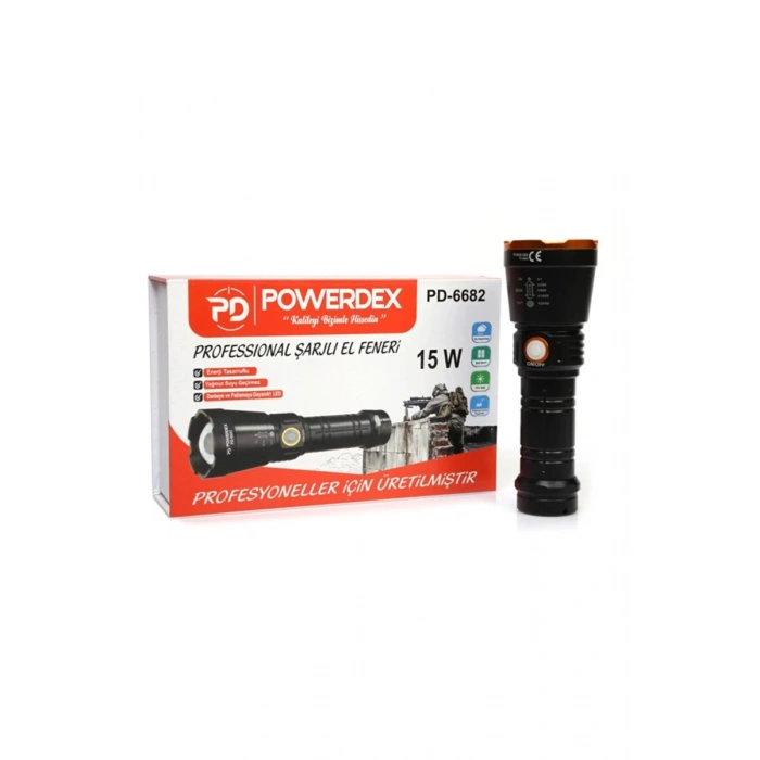 Pd-6682 1000 Lümen 15 Watt Profesyonel Şarjlı El Feneri
