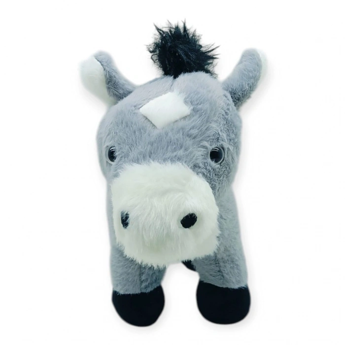 Peluş Hayvanlar Sesli 30 cm At - Gri - 1 ADET