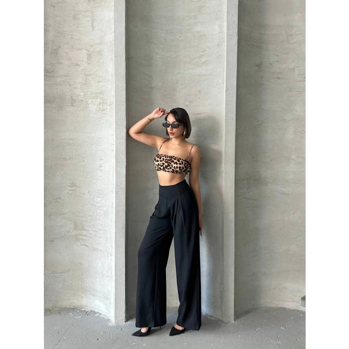 Pileli keten pantolon