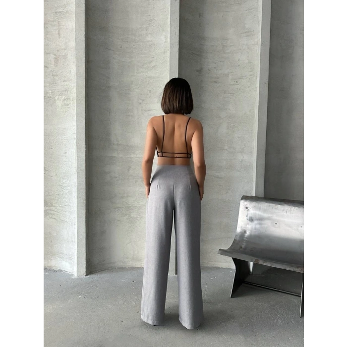 Pileli keten pantolon