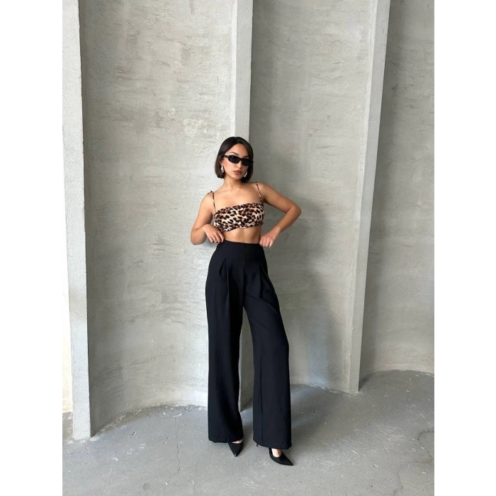 Pileli keten pantolon