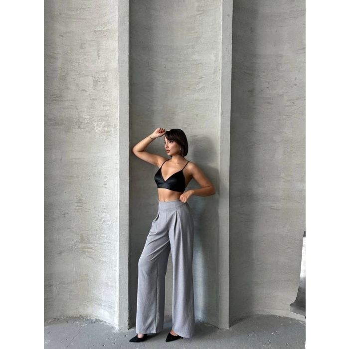 Pileli keten pantolon