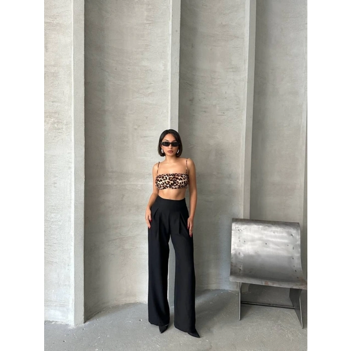 Pileli keten pantolon