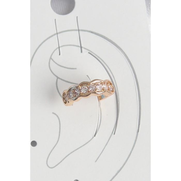 Pirinç Gold Renk Zirkon Taşlı Kadın Kıkırdak Küpe