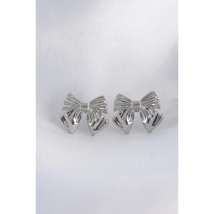 Pirinç Gümüş Renk Fiyonk Küpe