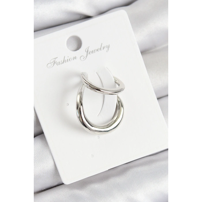 Pirinç Halka Model Gümüş Renk Sağ Kıkırdak Küpe