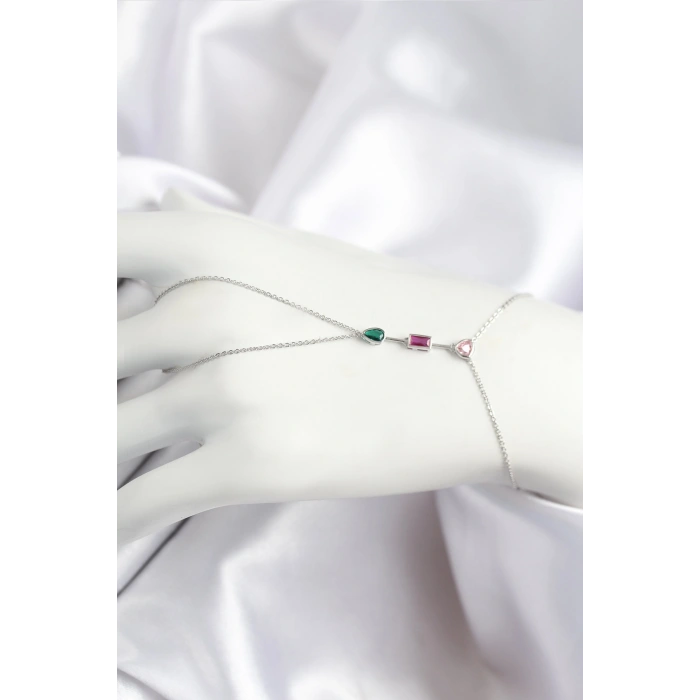 Pirinç Renkli Zirkon Taşlı Model Gümüş Renk Şahmeran