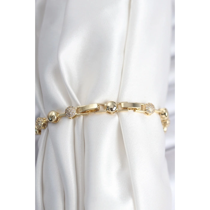 Pirinç VIP Seri Gold Renk Topçuk Model Kadın Bileklik