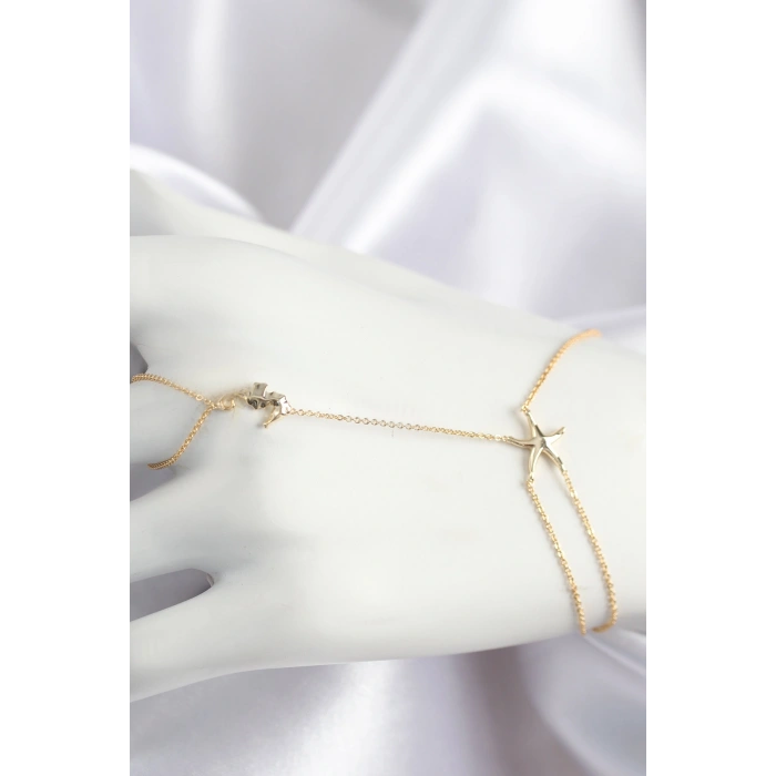 Pirinç Zirkon Taşlı Deniz Atı Ve Yıldız Model Gold Renk Şahmeran