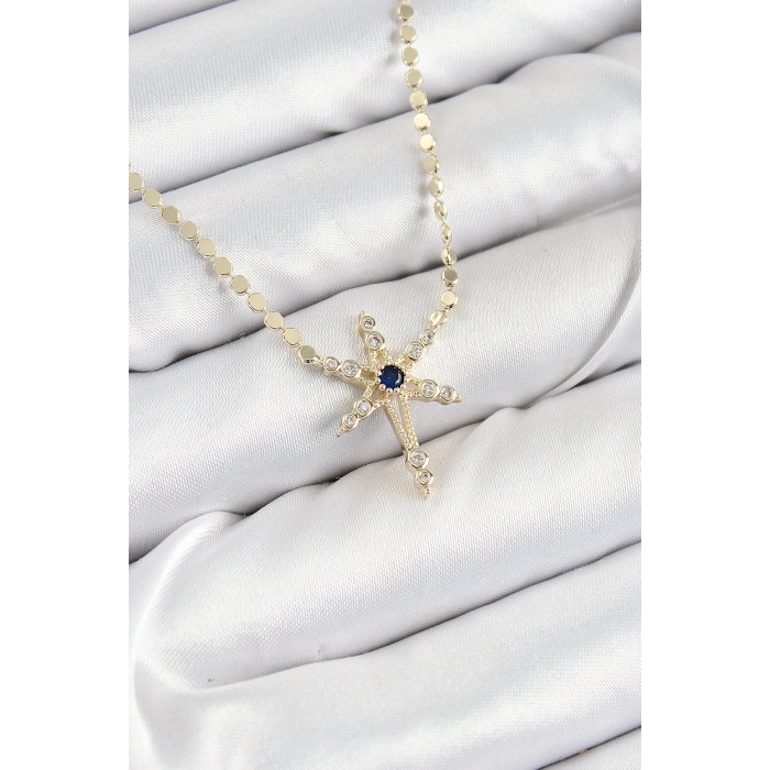 Pirinç Zirkon Taşlı Kutup Yıldızı Model Ezme Zincir Gold Renk Kadın Kolye