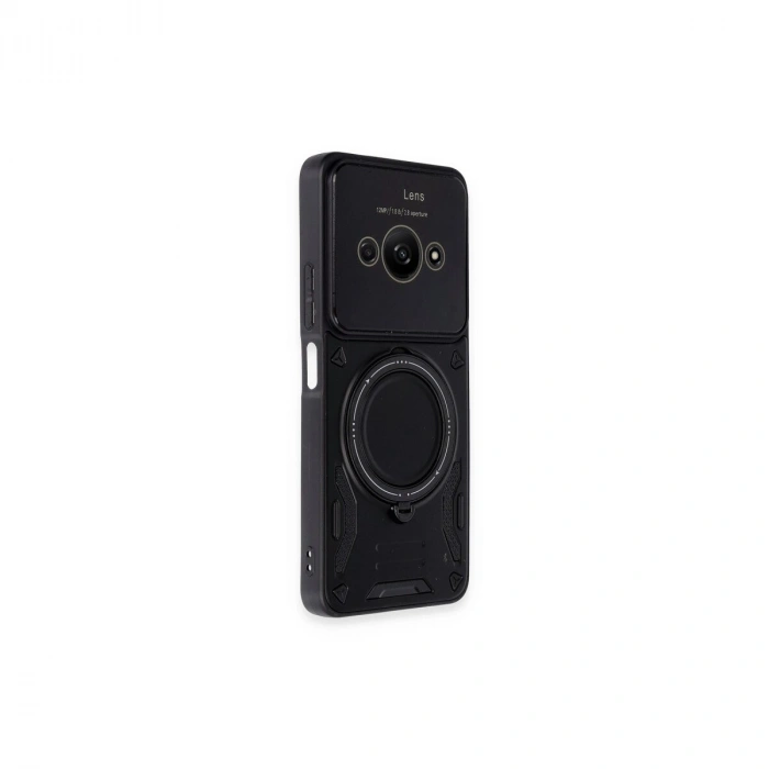 Po C61 Kılıf Joy Lens Standlı Kapak - Siyah