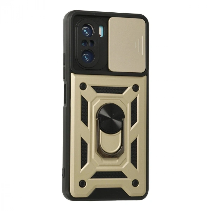 Po F3 Kılıf Pars Lens Yüzüklü  - Gold