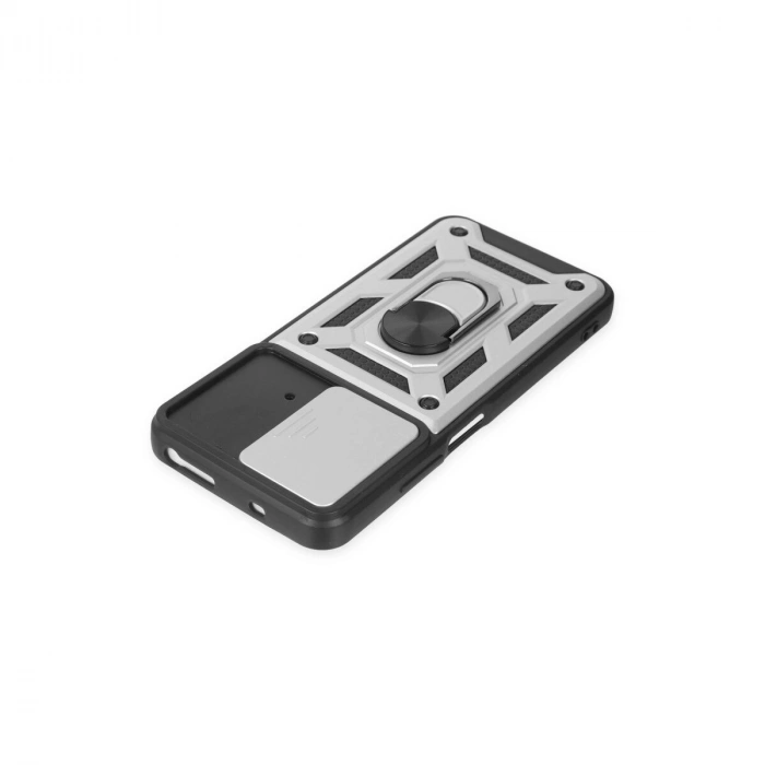 Po M4 Pro 4g Kılıf Pars Lens Yüzüklü  - Gümüş