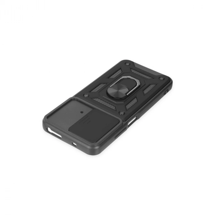 Po M4 Pro 4g Kılıf Pars Lens Yüzüklü  - Siyah