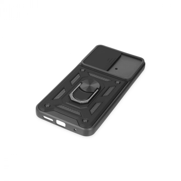 Po M4 Pro 4g Kılıf Pars Lens Yüzüklü  - Siyah