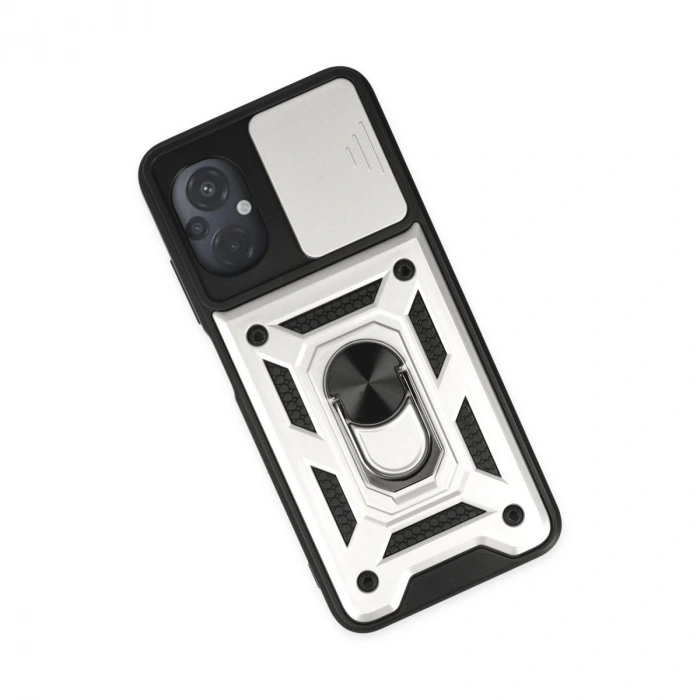 Po M5 Kılıf Pars Lens Yüzüklü  - Gümüş