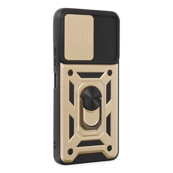Po X3 Gt Kılıf Pars Lens Yüzüklü  - Gold