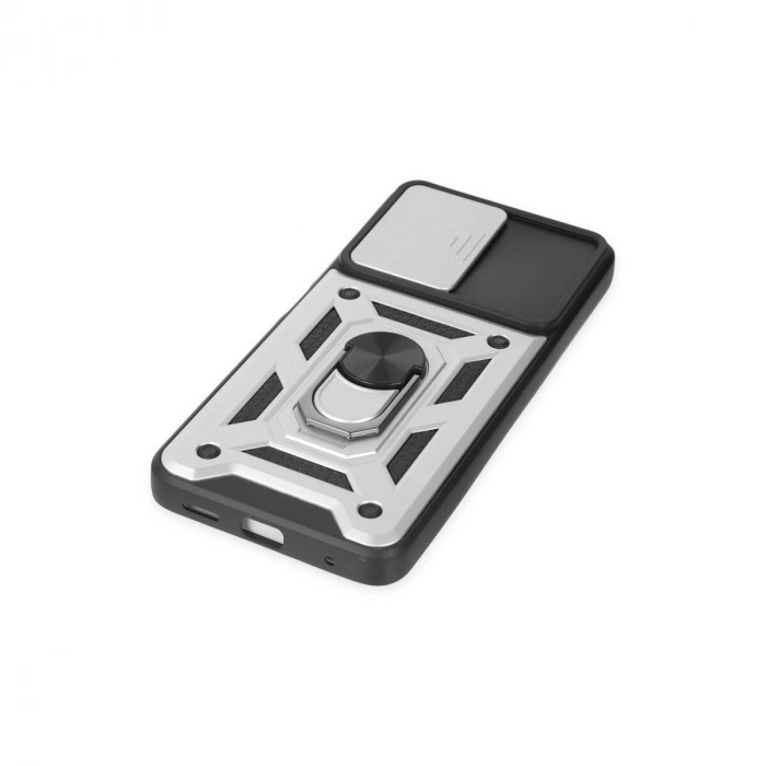 Po X3 Gt Kılıf Pars Lens Yüzüklü  - Gümüş