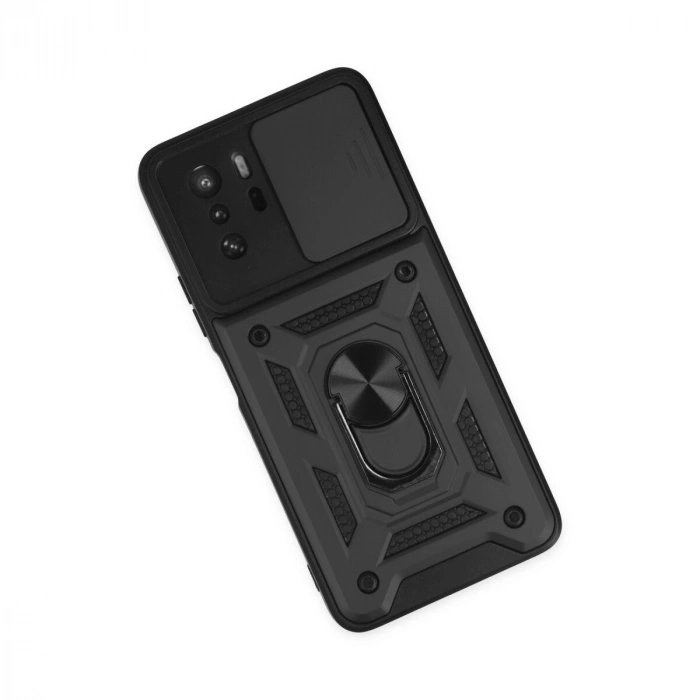 Po X3 Gt Kılıf Pars Lens Yüzüklü  - Siyah