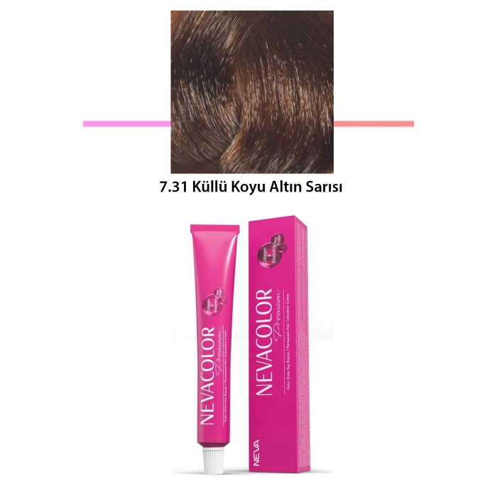 Premium 7.31 Küllü Koyu Altın Sarısı  Kalıcı Krem Saç Boyası 50 G Tüp (74)