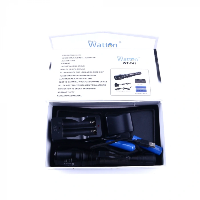 Profesyonel Tx6 Şarjlı Zoomlu El Feneri Watton Wt-241