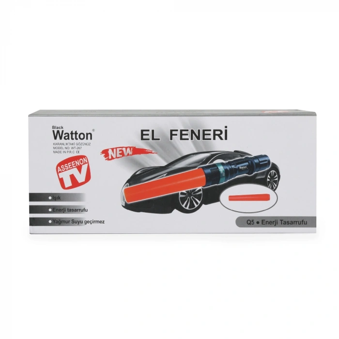 Q5 LED Güçlü Pilli EL Feneri Watton Wt-267