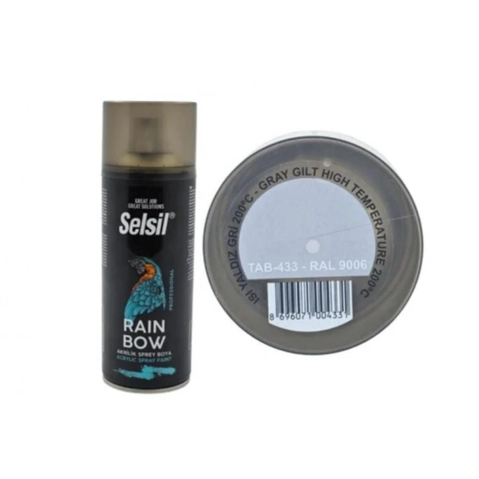 Rainbow Akrilik Sprey Boya 200 Derece Isıya Dalı Yaldız Gri